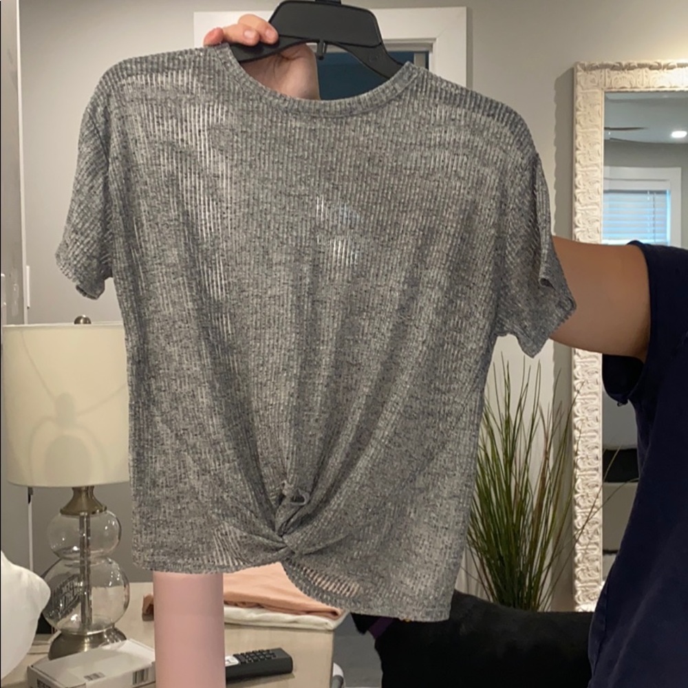 Cotton on grey twisted front knot shirt